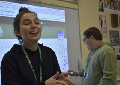 Media Technology students presenting on smartboard