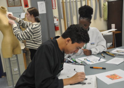 fashion design students working on different things