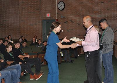 Medical students receiving award
