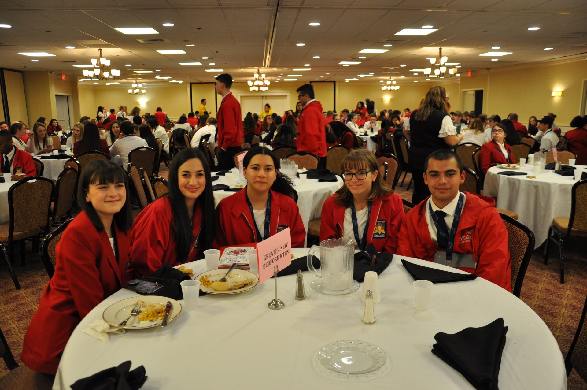 GNBVT students eating dinner during Skills USA