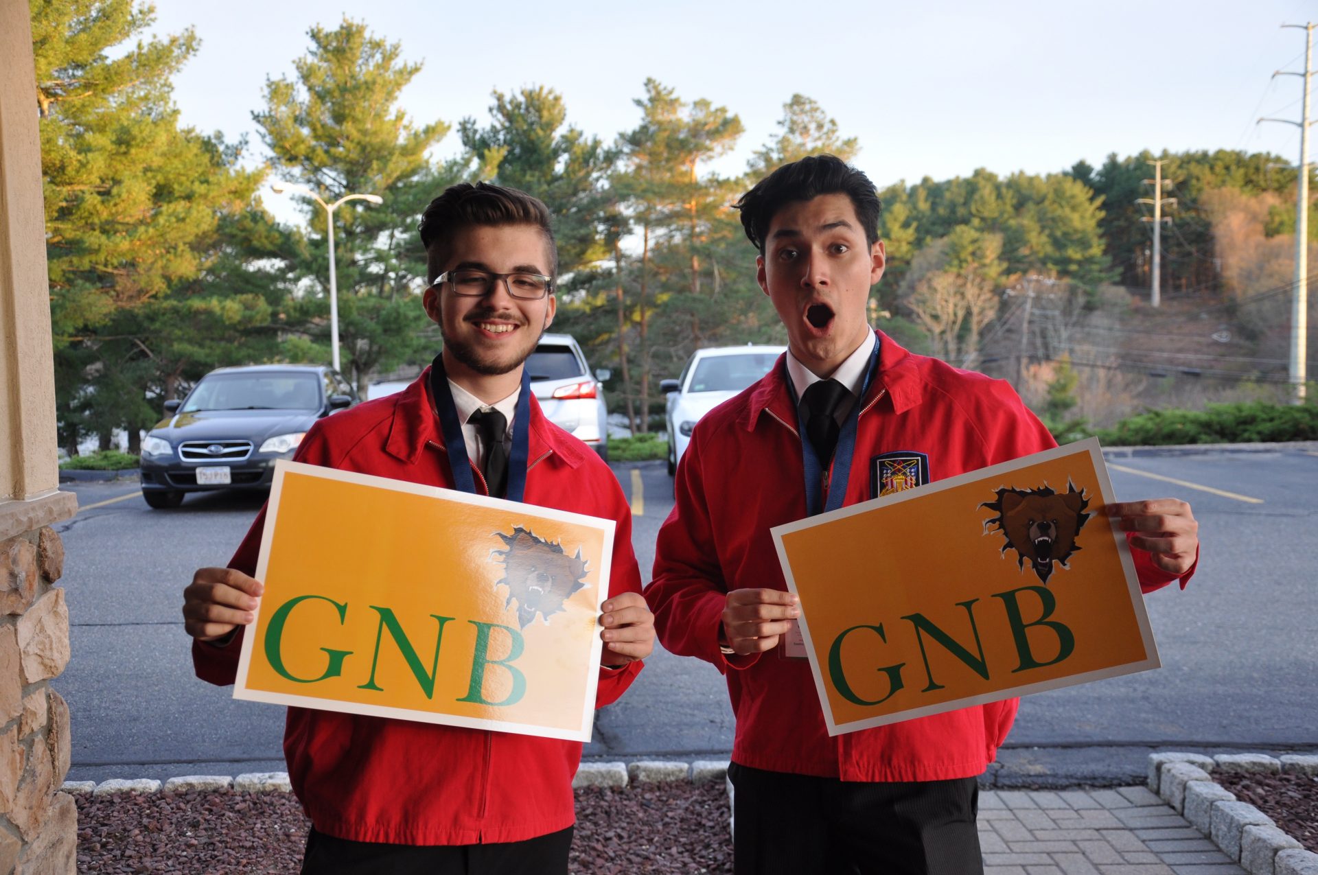 GNBVT students show off their school spirit with GNB signs