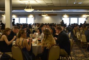 Enjoying the food at Junior banquet