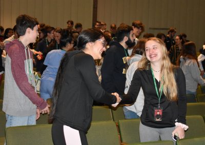 Renaissance Awards two students smiling and shaking hands