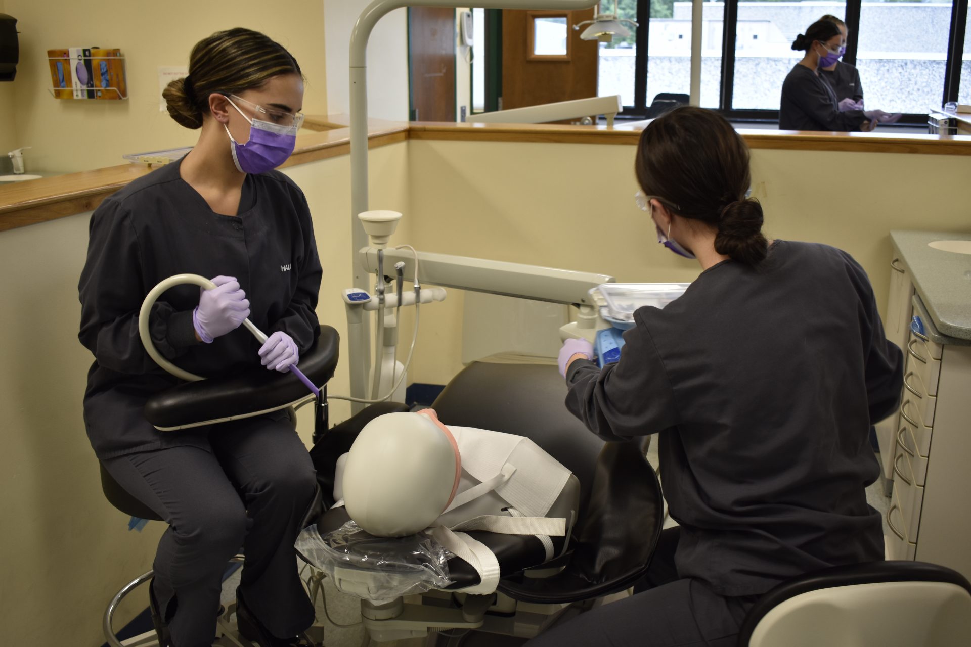 dental students practicing cleaning