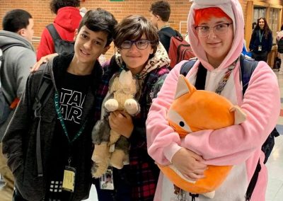 A group of students dressed up for pajama day