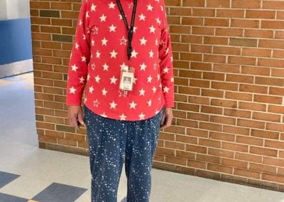 Mr. Hughs dressed up for pajama day