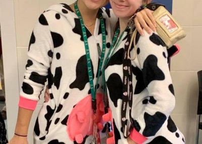 two students dressed up for pajama day