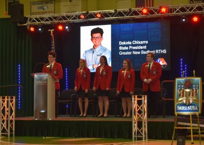 Dakota speaking at the skills usa ceremony