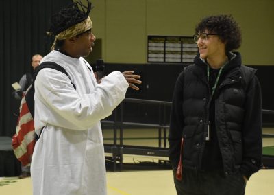 Dr Brown directly talking to a student