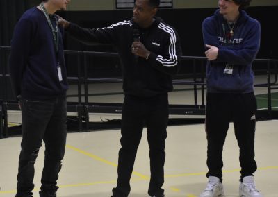 Dr Brown talking one one one with the kids