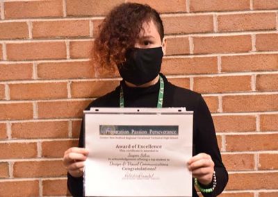 Student Taking Photo with Award 24