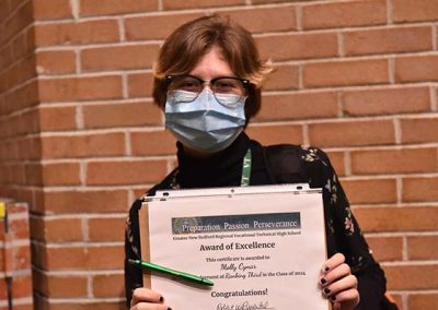 Student Taking Photo with Award 30