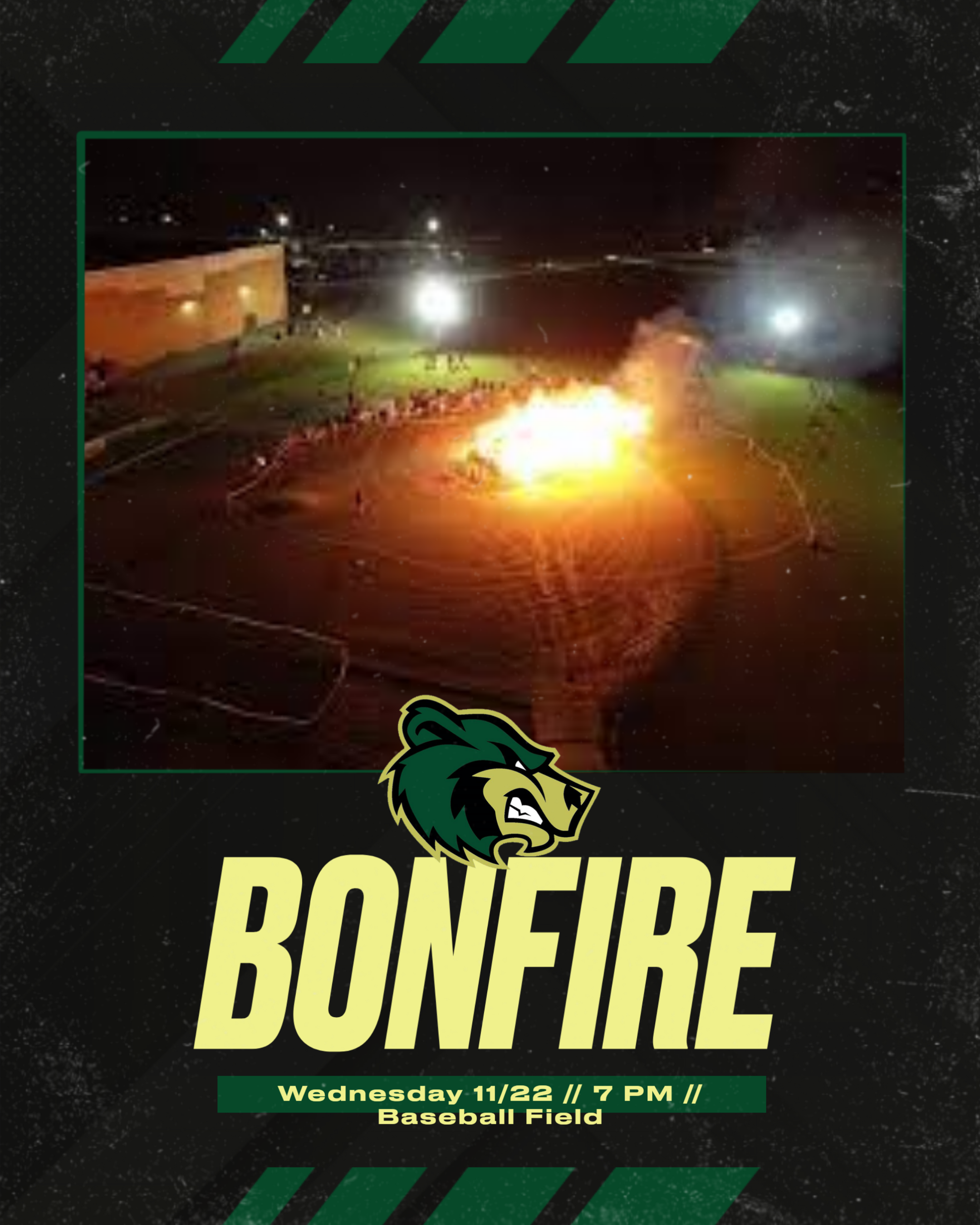 Bonfire 3156987 Bonfire flyer with date and time information.