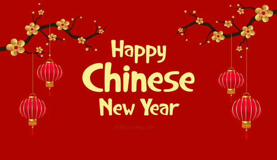 Happy-Chinese-New-Year-Wishes-1 Red background Gold text saying "Happy Chinese New Year"