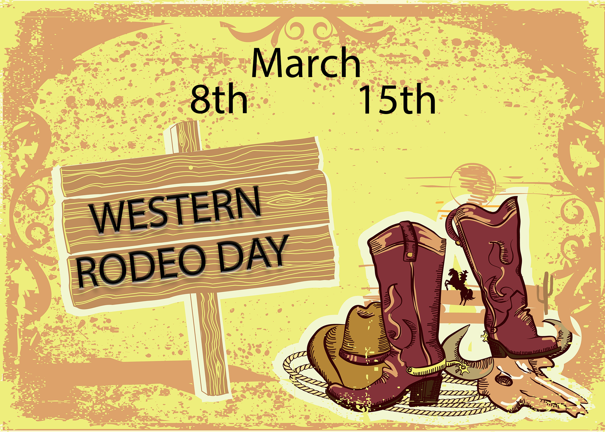 western themed image saying western rodeo day