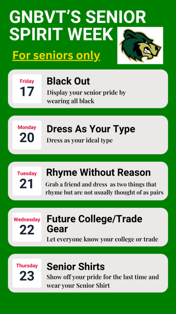 image list of spirit days
