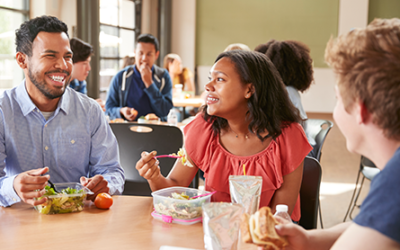 students eating lunch in cafeteria
